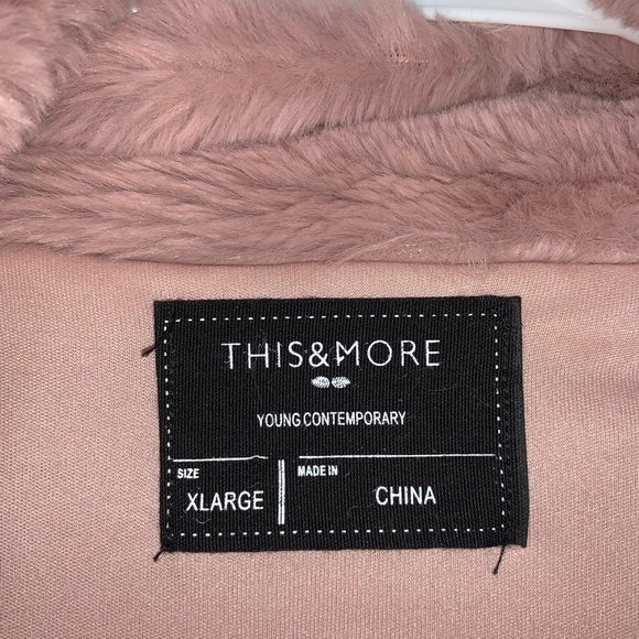 Juniors This & More Pink Faux Fur Cropped Jacket - Picture 6 of 8